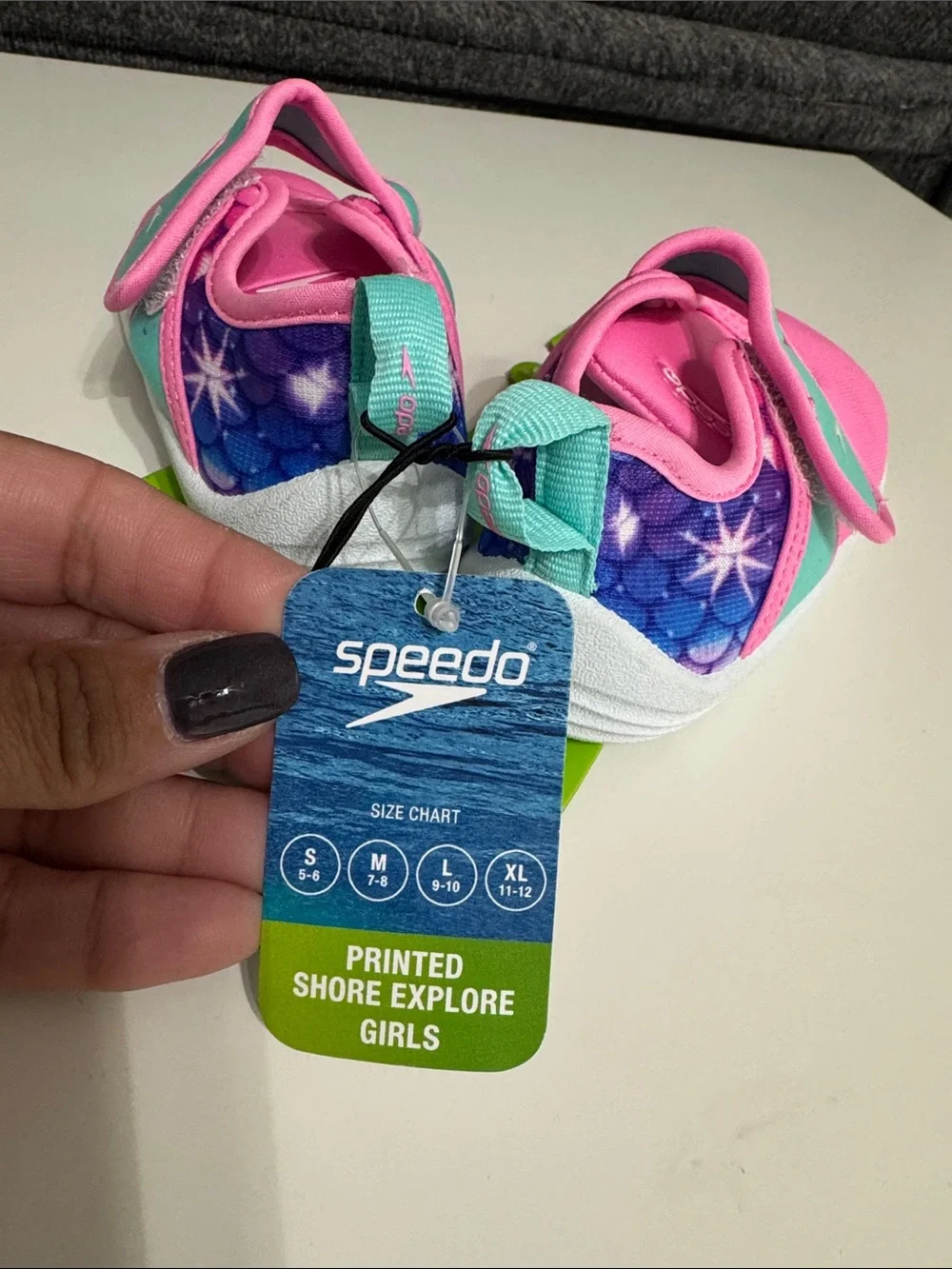 Speedo Kids Pink and Teal Hook-and-Loop Water Shoes